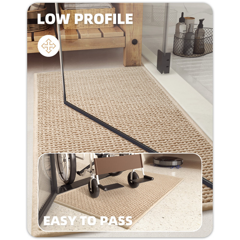 Bairoil Non-Slip Chenille Bath Rug, Single - 23.5" W x 35.5" L, Khaki