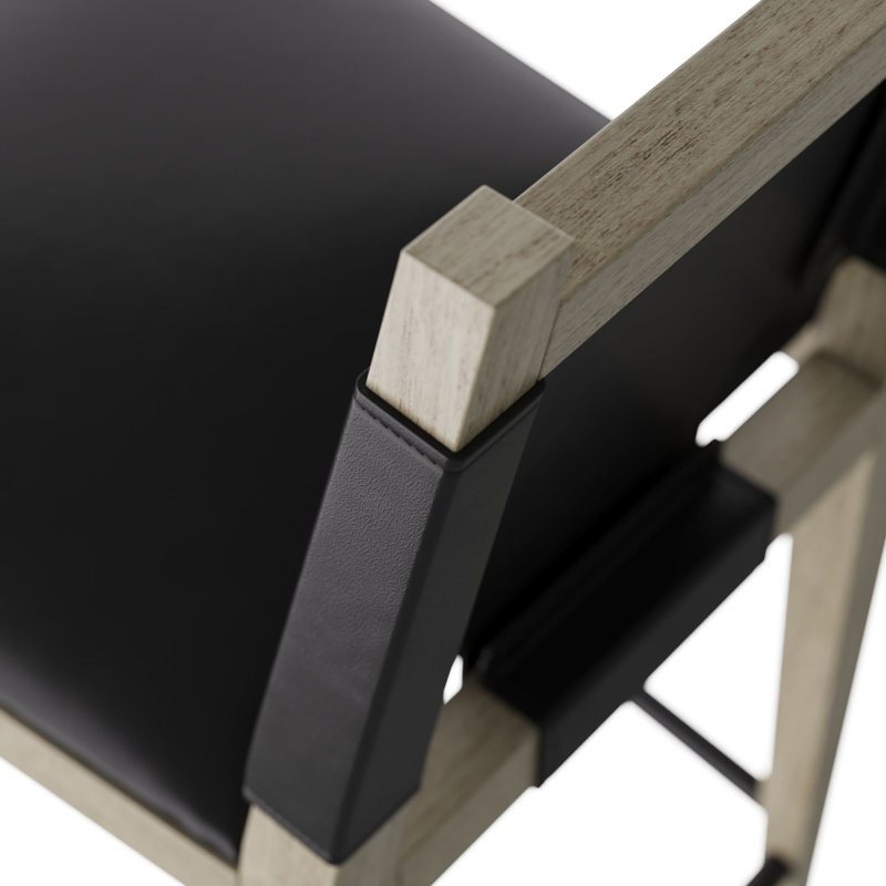 Burdock Bar Stool, Black Leather, Counter Stool (27” Seat Height)