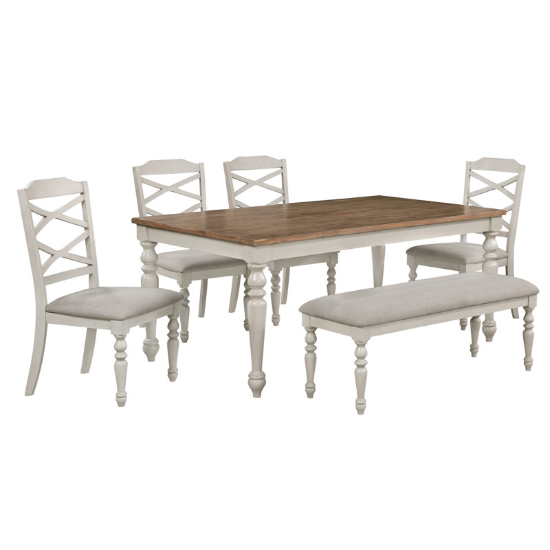  Ensemble de salle à manger Cambra, 6 pièces: table, banc, 4 chaises