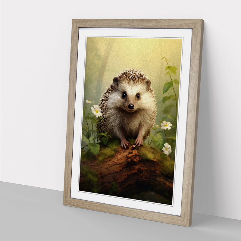 Hedgehog Tachisme No.2 - Single Picture Frame Print on Wood