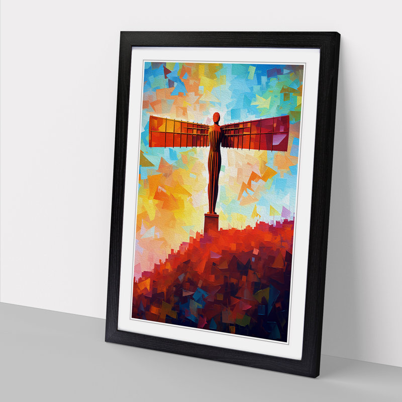 Angel Of The North Pop - Single Picture Frame Print on Wood, 64cm H x 46cm W x 2cm D, Black