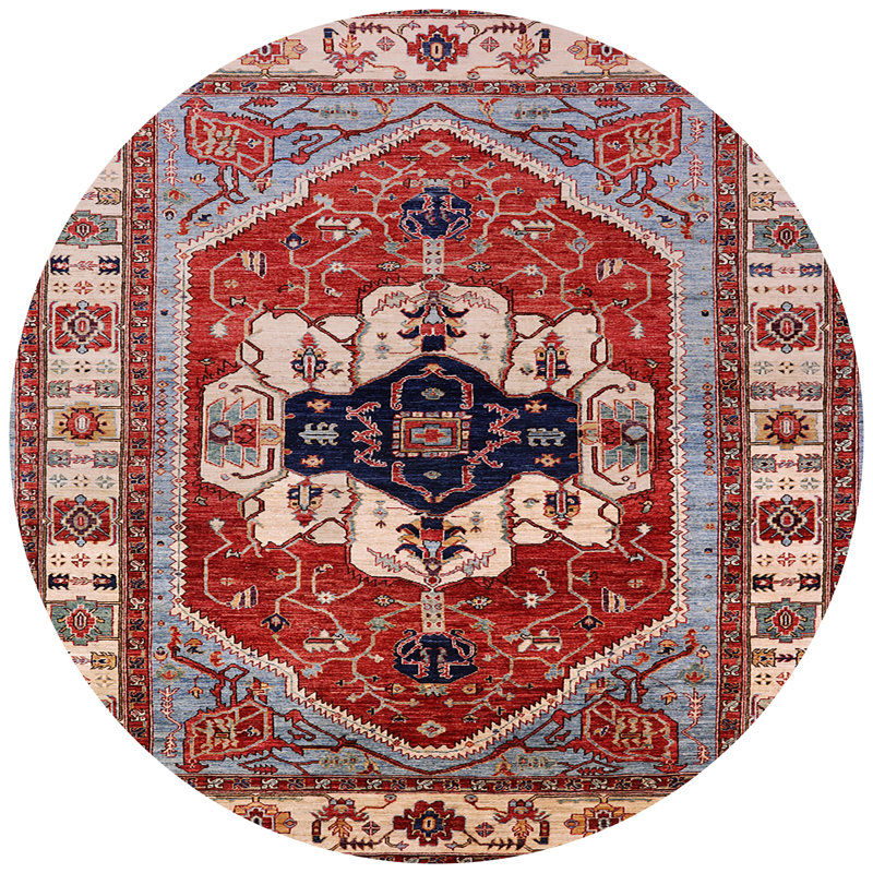 Tapis oriental beige / rouge, Rond 5 pi