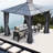 Patio Hardtop Steel Gazebo with Polycarbonate Roof, Curtains and Netting-94003062-94003060