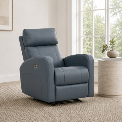 31.1" Wide Genuine Leather Power Recliner with Adjustable Headrest