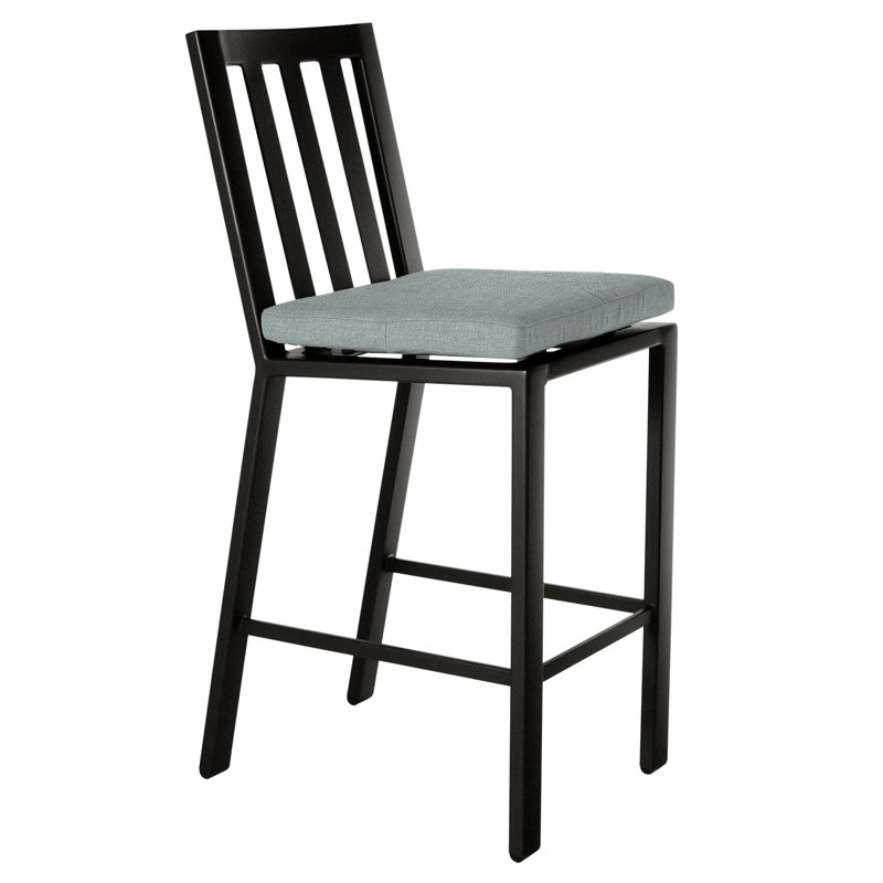 Aris Outdoor Bar Stool, Mainstreet Latte, Carbon Black, 27.75"