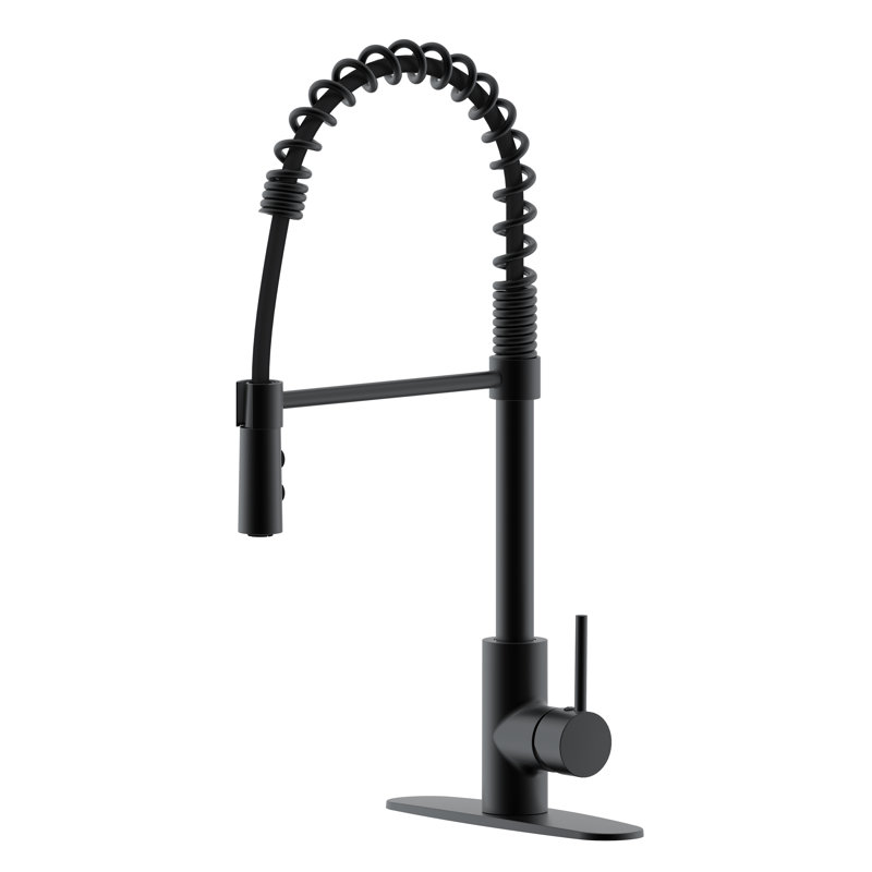 RunFine Group Lincoln Pull Down Kitchen Faucet, Matte Black