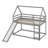 Twin Size Space-Saving Wooden House-Shaped Bunk Bed With Full-Length Guardrail, Slide And Ladder-863974372