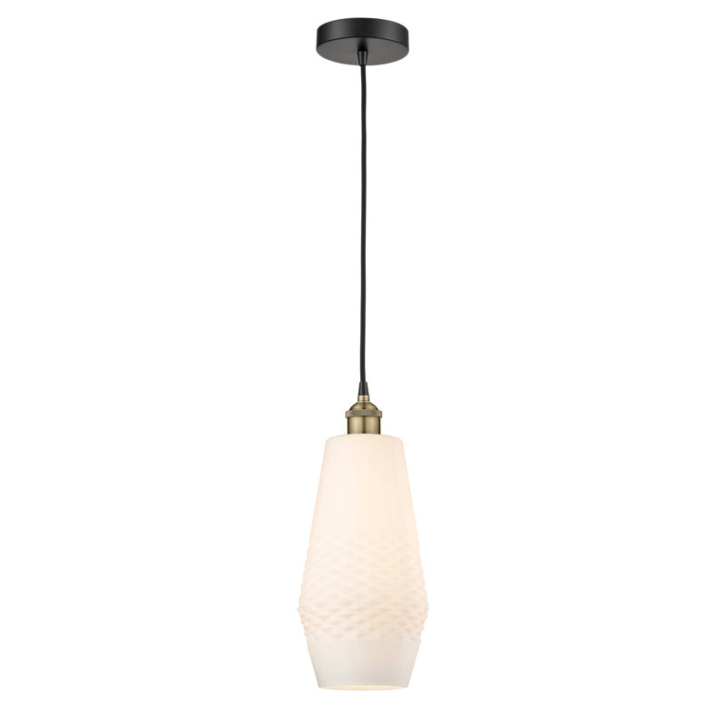 Luminaire suspendu conique 1 lumière, Laiton antique noir, H 16,75 po x l 7 po x P 7 po, Fumée