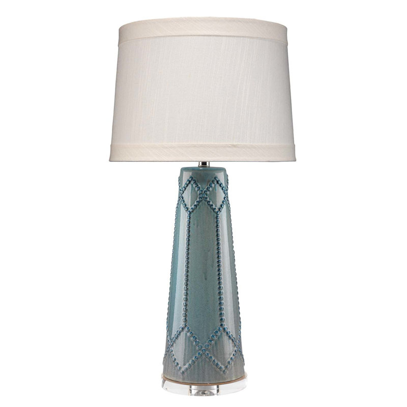 Lampe de table cloutée en céramique, Bleu sarcelle