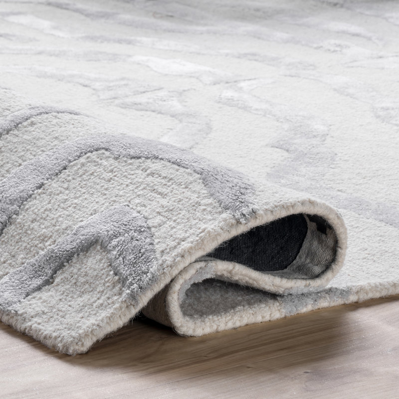 Fathima Animal Print Hand Tufted Wool Gray Area Rug, Rectangle 3' x 5'