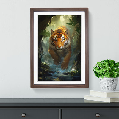 Tiger Tachisme - Single Picture Frame Print on Wood