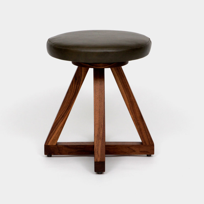 X Solid Wood Accent Stool, Tobacco, Bleached White Oak