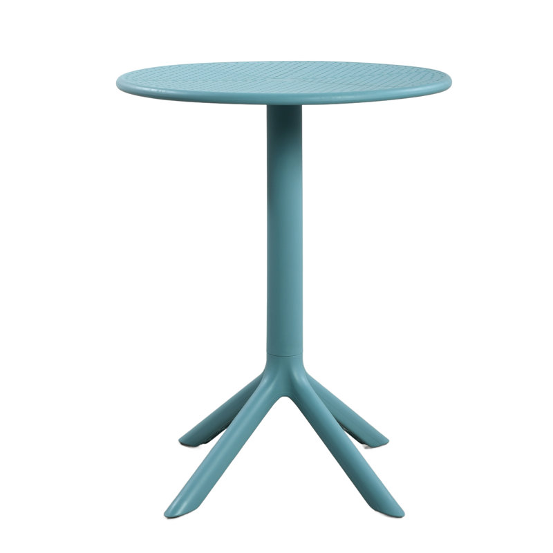 Updike Outdoor Plastic Bistro Table with Star Base, Sky Blue