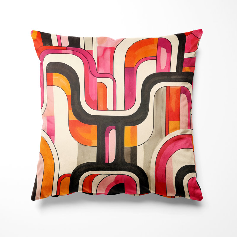 Mid-century Arch, Gray/Pink/Orange/Cream Geometric