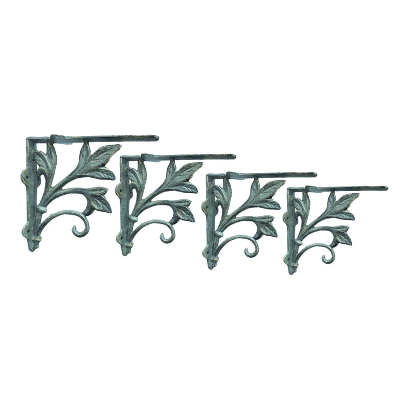 Leaf Design Shelf Bracket, Verdigris