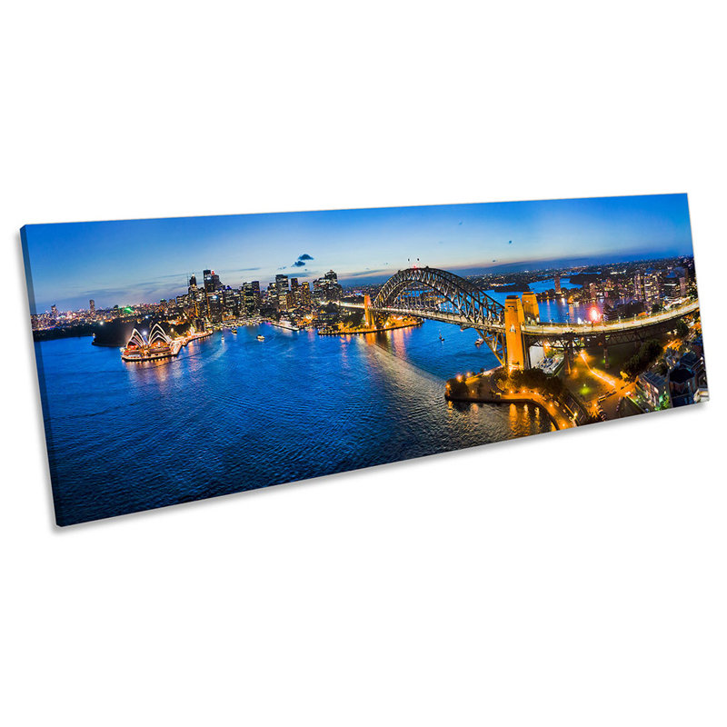 Sydney Harbour City Skyline - Wrapped Canvas Panoramic Print, 30.48cm H x 91.44cm W
