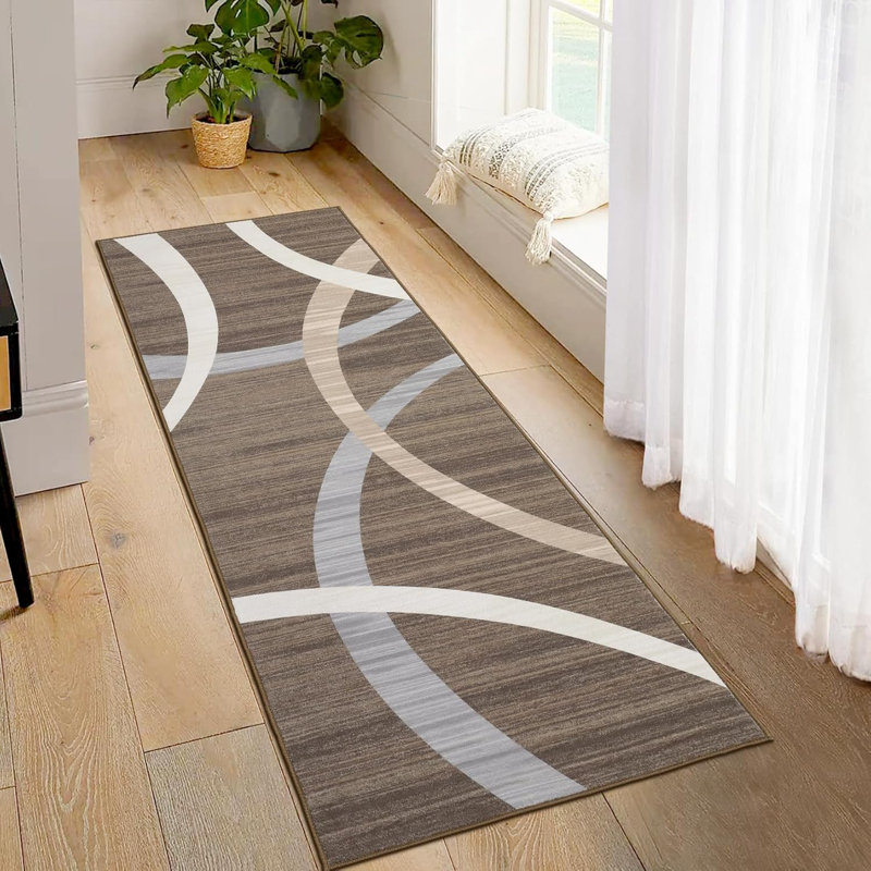Tapis de couloir lavable 2 x 6, tapis de couloir moderne, antidérapant, à poils courts, tapis décoratif mince pour la cuisine, la salle de bain, la chambre à coucher, gris.