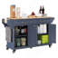 Îlot de cuisine avec comptoir en bois d'hévéa, chariot de cuisine sur 5 roues avec armoire de rangement-1449797403