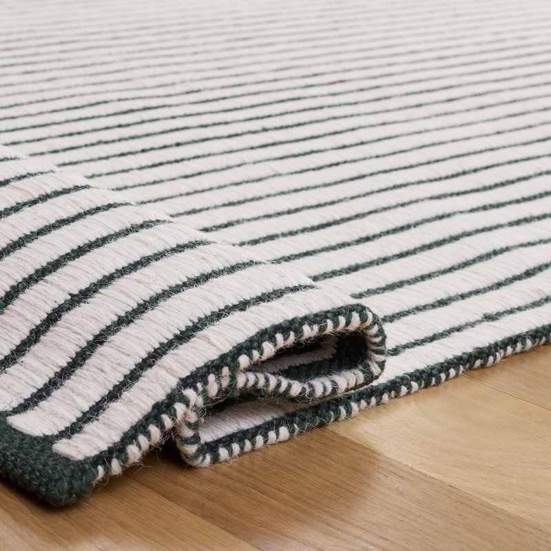 Vermont Hand Woven Wool;Cotton Striped Indoor Rug, Runner 2'3" x 9'