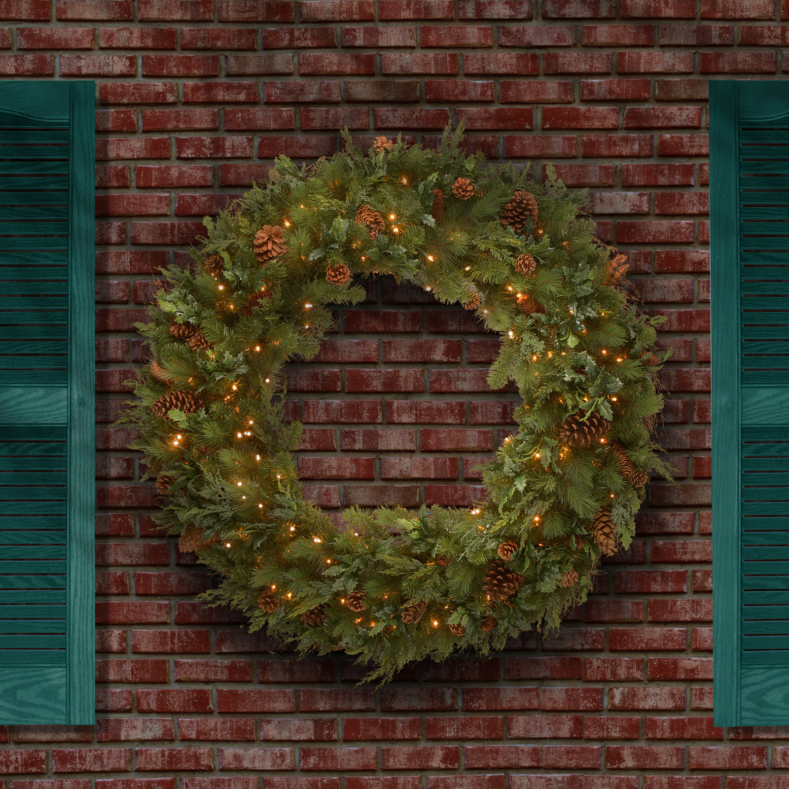 48" Pre-Lit Pine Wreath