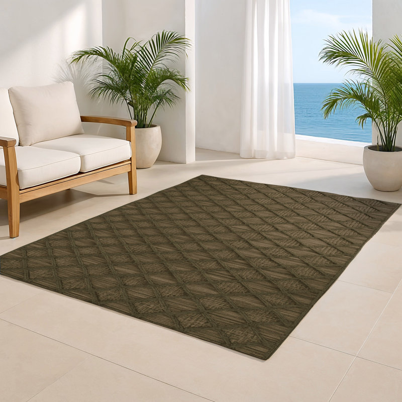 Tapis brun intérieur et extérieur Trellis, Rectangulaire 2 pi x 3 pi