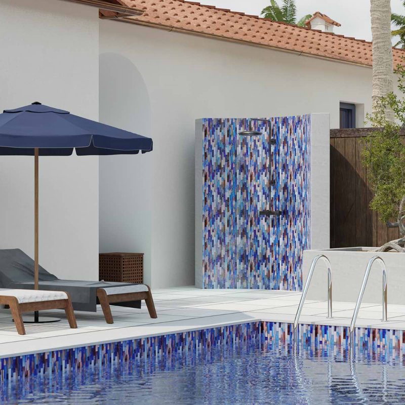 Artwave Iridescent 1X4 Polished Glass Mosaic Tile, Cove Blue