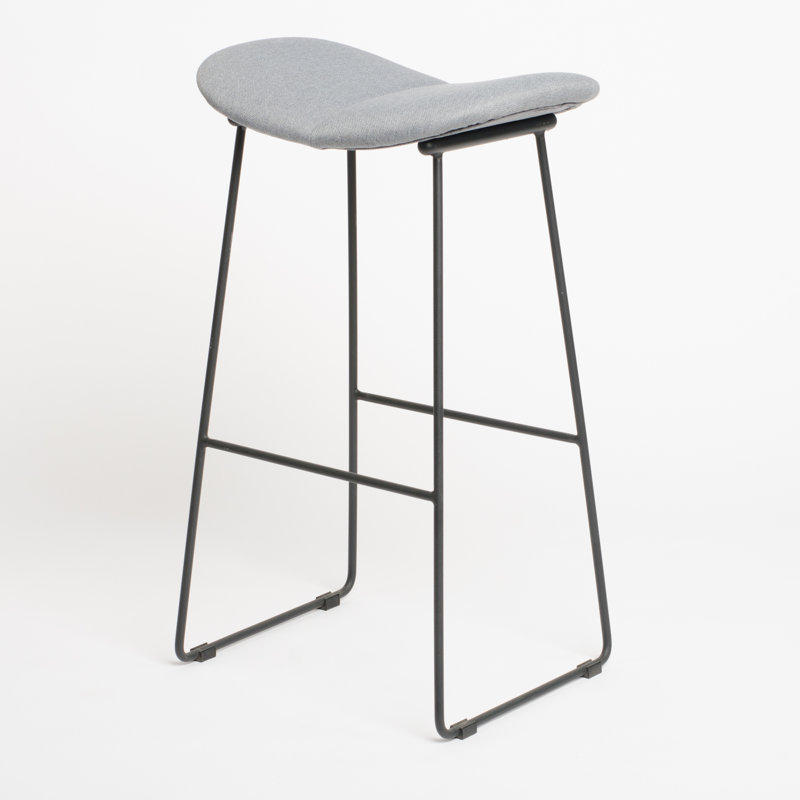 Tabouret de bar System Steel avec structure solide, mousse haute densité, tissu tissé, gris