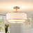 Nichoel 3-Light 7.28'' 2-Tier Drum Semi Flush Mount Ceiling Lights With Fabric Linen Shade-1978614333
