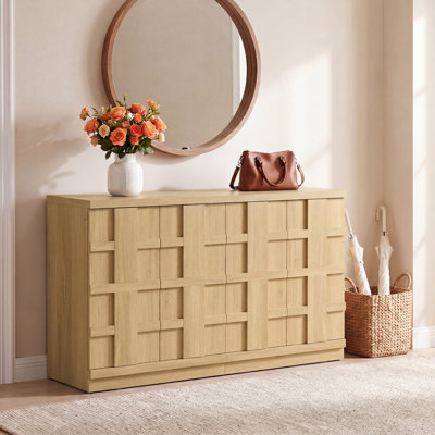 62.6" W Fluted Sideboard Buffet Cabinet With Storage, 4-Door Large Buffet Cabinet For Kitchen, Dining Room And Living Room