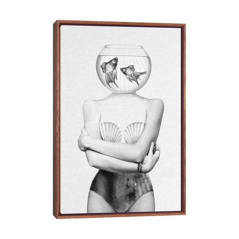 Pisces by Jenny Rome - Print on Canvas, 66.04 cm H x 45.72 cm W, Classic Brown Wood Framed