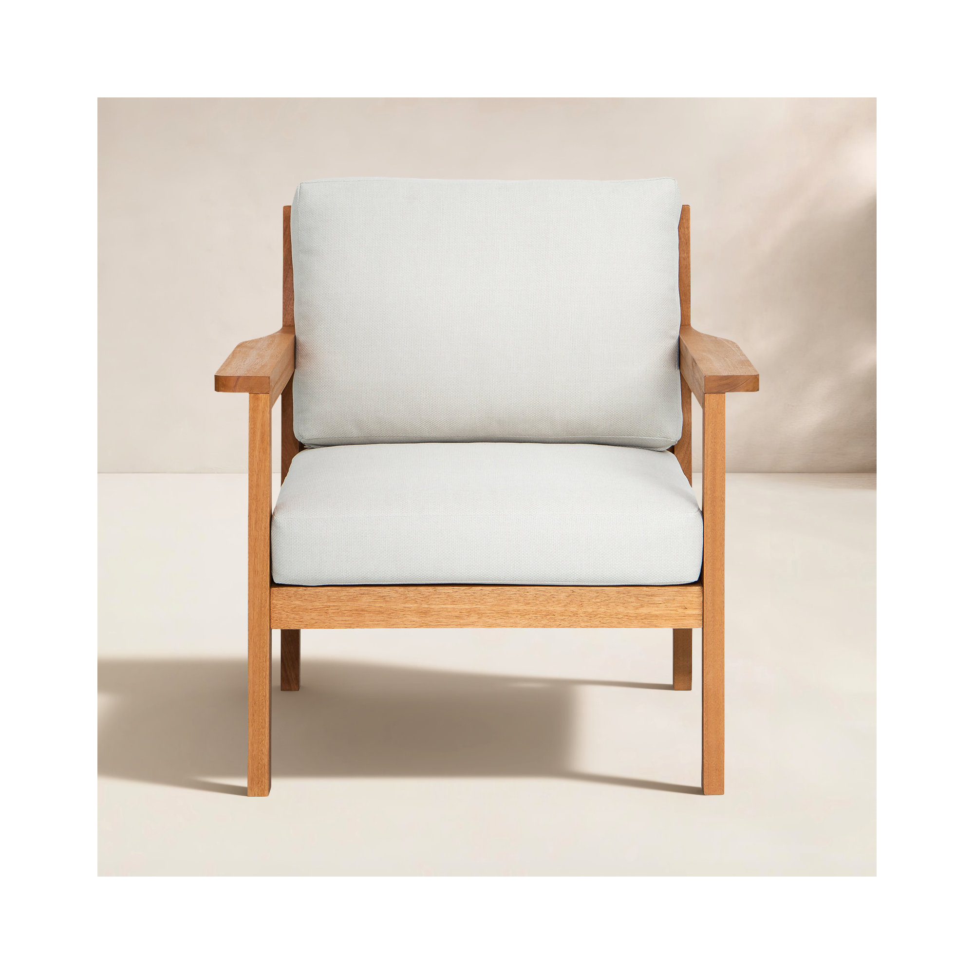 Lanie Eucalyptus Patio Chair with Cushion, White