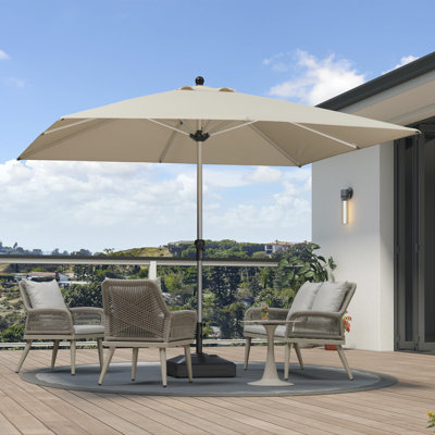 Parasol de terrasse carré beige de 10 pi x 10 pi, parasol de marché extérieur en aluminium résistant à la décoloration de 3 ans, parasol de marché en aluminium pour terrasse, jardin, patio, bord de piscine ou pelouse