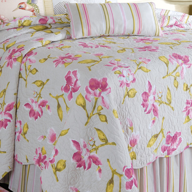 Courtepointe réversible en coton Liliann, Courtepointe double/grand