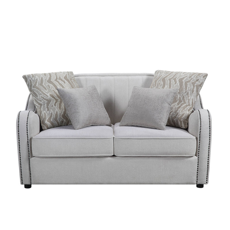 Causeuse Mahler en lin beige avec 4 coussins
