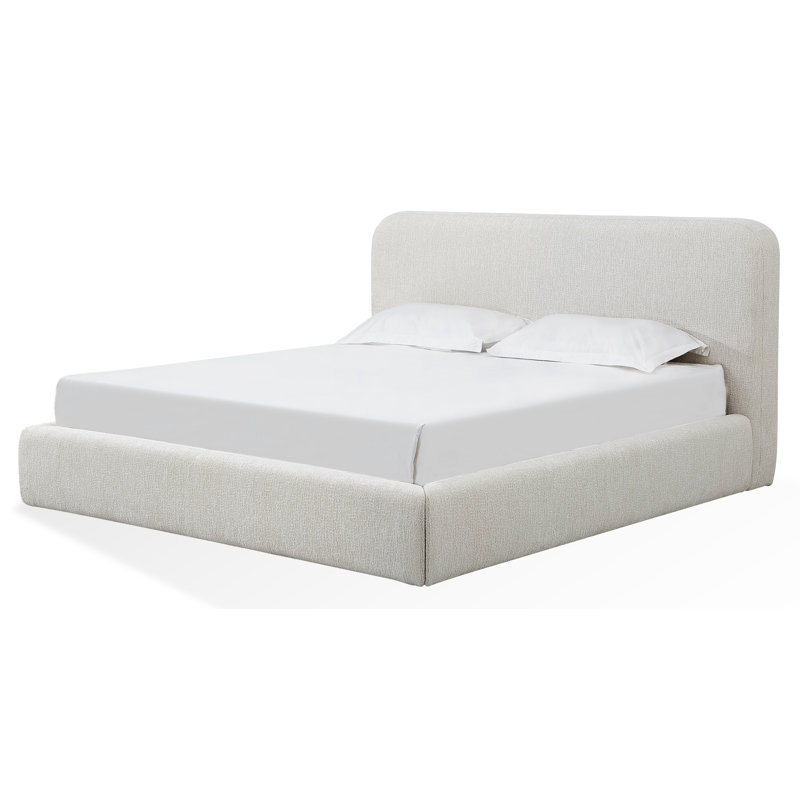 Lit plateforme tapissier Elora en chenille blanchie, Roi, Blanchies