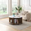 Table basse industrielle ronde, 4 pièces, 2 niveaux avec rangement, blanche, facile à assembler pour le salon et le jardin | Idée de cadeau