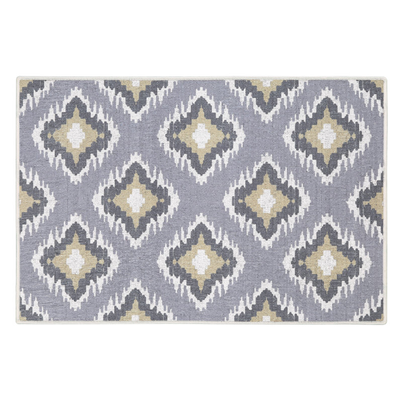 Babsi Geometric Non-Skid Kitchen Mat, Beige