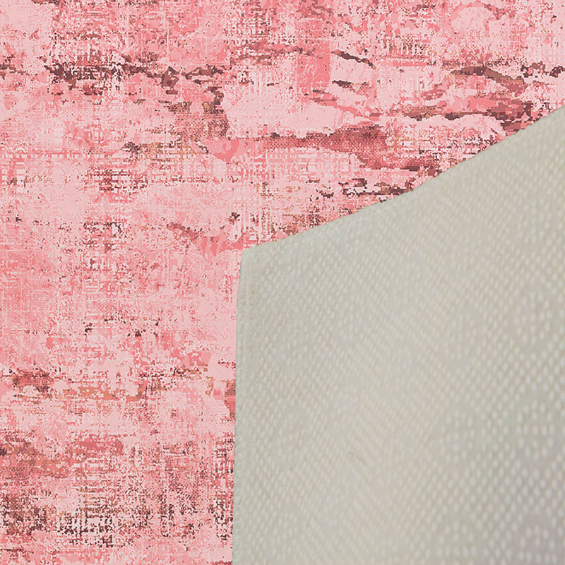 Tapis abstrait rose en polyester tissé à la machine Hutchinsen, Rectangle 3 pi 3 po x 4 pi 11 po