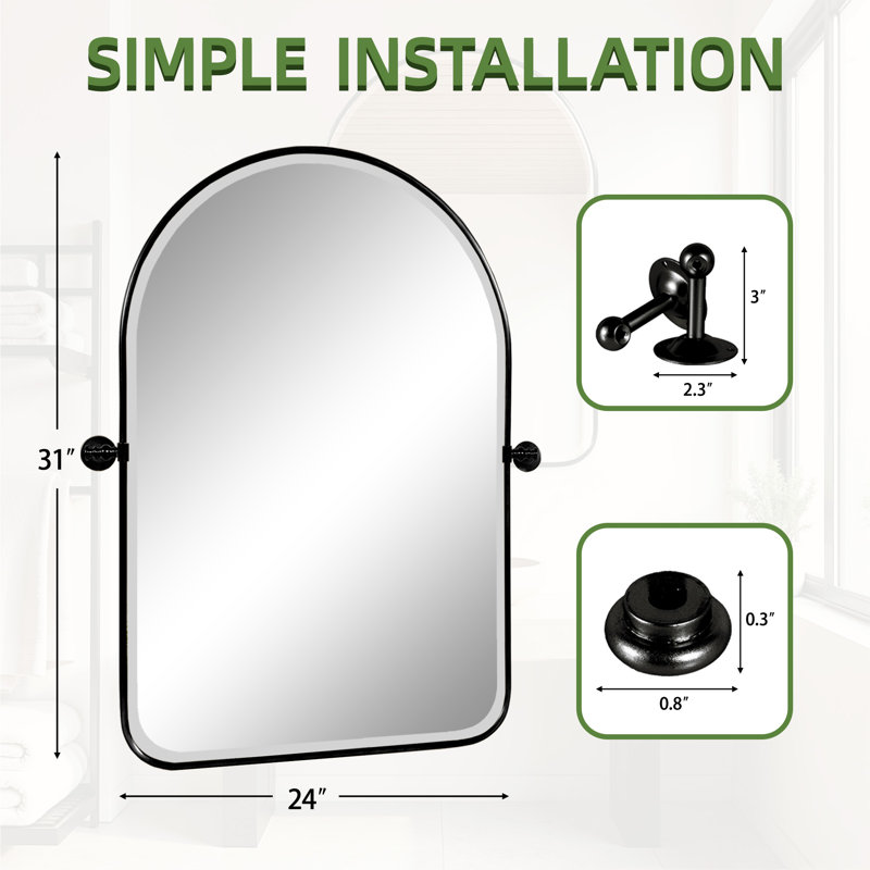 Norita Metal Arch Mirror, 32" x 23", Black