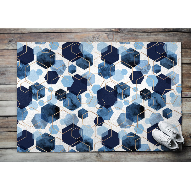 Non-Slip Geometric Outdoor Doormat, W100 x L150 cm