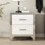 Table de chevet pour chambre à coucher à 2 tiroirs, blanc brillant, avec poignée en métal, avec tiroirs et poignées, pour le salon aussi