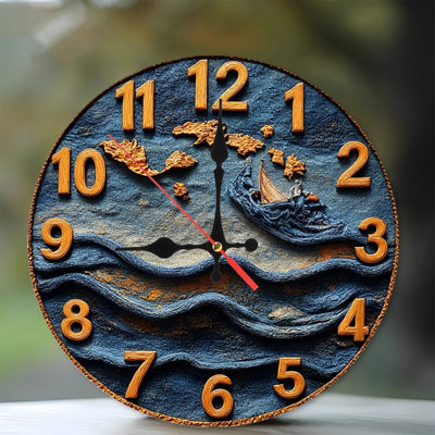 Starry Night Ocean Wave Wall Clock