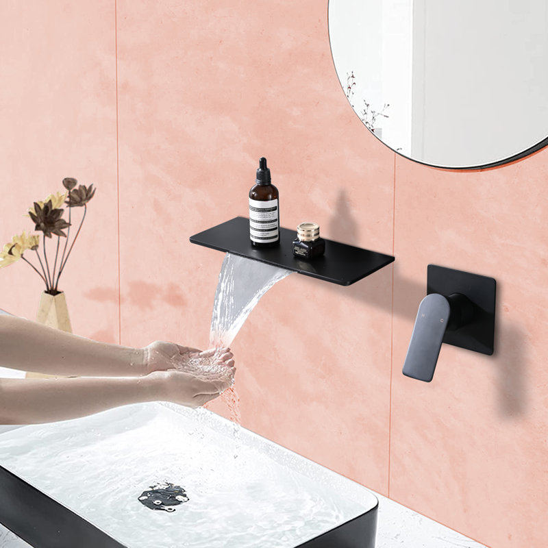 Bathroom Waterfall Single Handle Sink Faucet., Matte Black