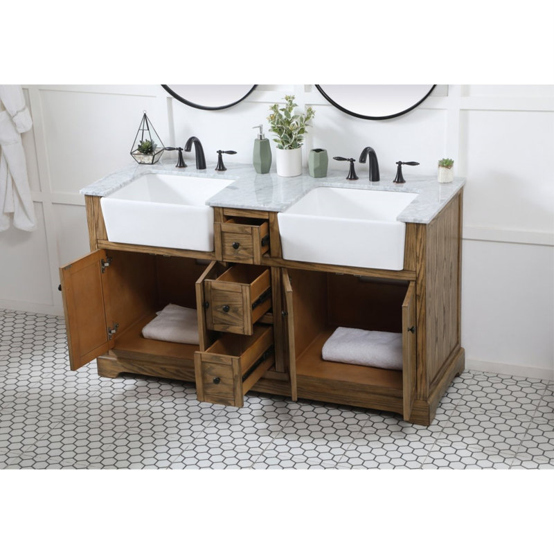 Ensemble de meuble-lavabo double 60 po Pardue, Driftwood