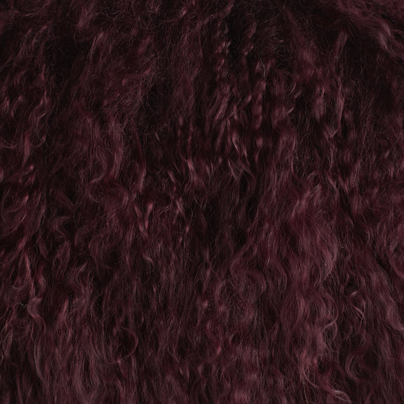 Coussin décoratif carré avec sa housse en laine d'agneau Iyana, Aubergine, Carré 16 po