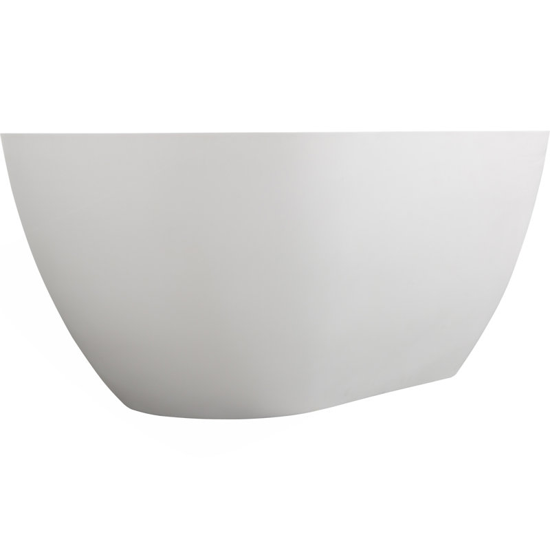 59" Luxury Handcrafted Stone Resin Freestanding Soaking Bathtub With Overflow In Matte White, Cupc Certified