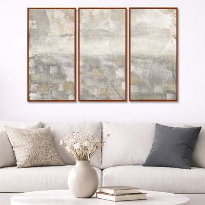 Aquarelle abstraite grise - ensemble d'art moderne sur toile encadré moderne et contemporain de 3