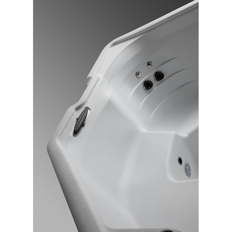 HydroLuxe 4-Person Arctic White and Charcoal Square Hot Tub
