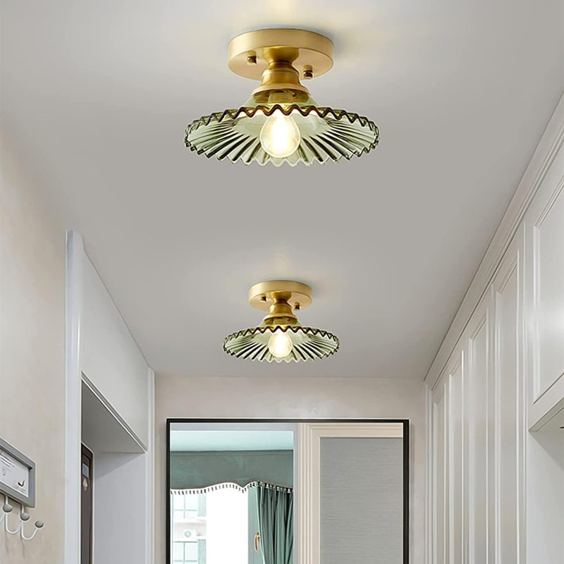Saffron Glass Flush Mount, Green