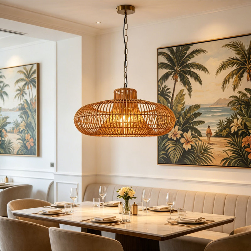 Luminaire suspendu en rotin Calypso, Terra Cotta